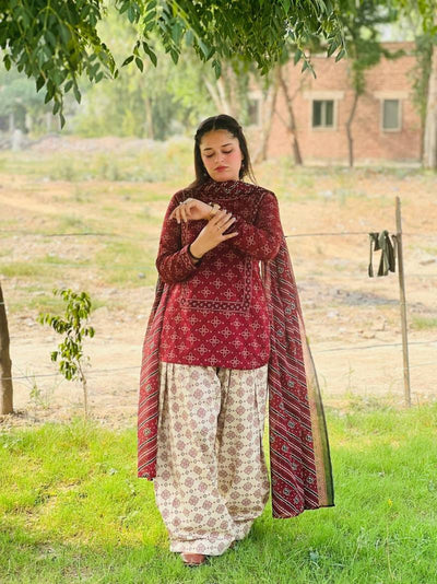 DIGITAL ZARISH 3PC SUIT WITH FARSI SALWAR