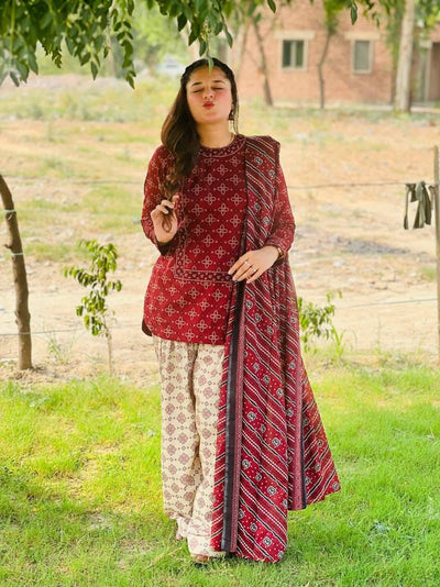 DIGITAL ZARISH 3PC SUIT WITH FARSI SALWAR