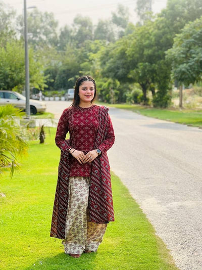 DIGITAL ZARISH 3PC SUIT WITH FARSI SALWAR