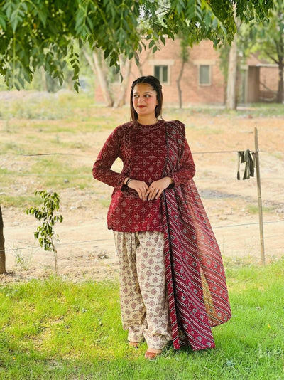 DIGITAL ZARISH 3PC SUIT WITH FARSI SALWAR